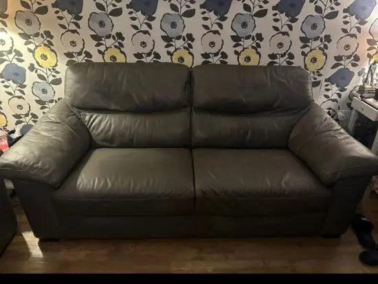 2 and 3 seater leather sofa in charcoal from next
