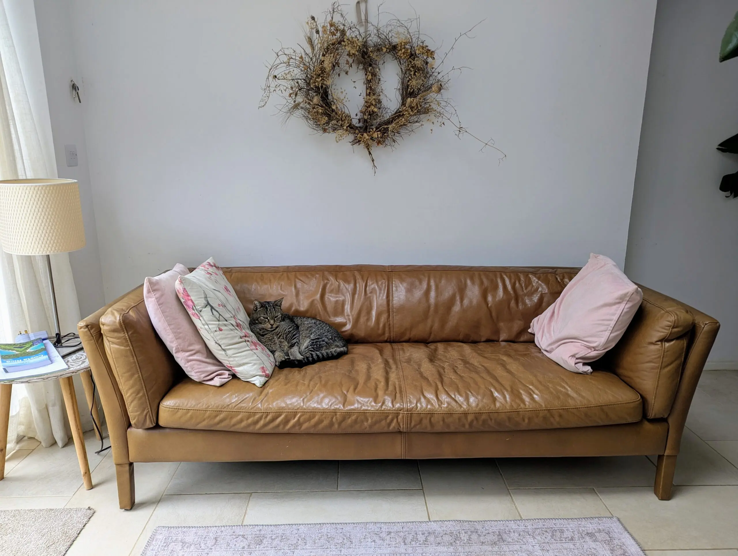 John Lewis Halo Groucho 3 brown seater leather sofa