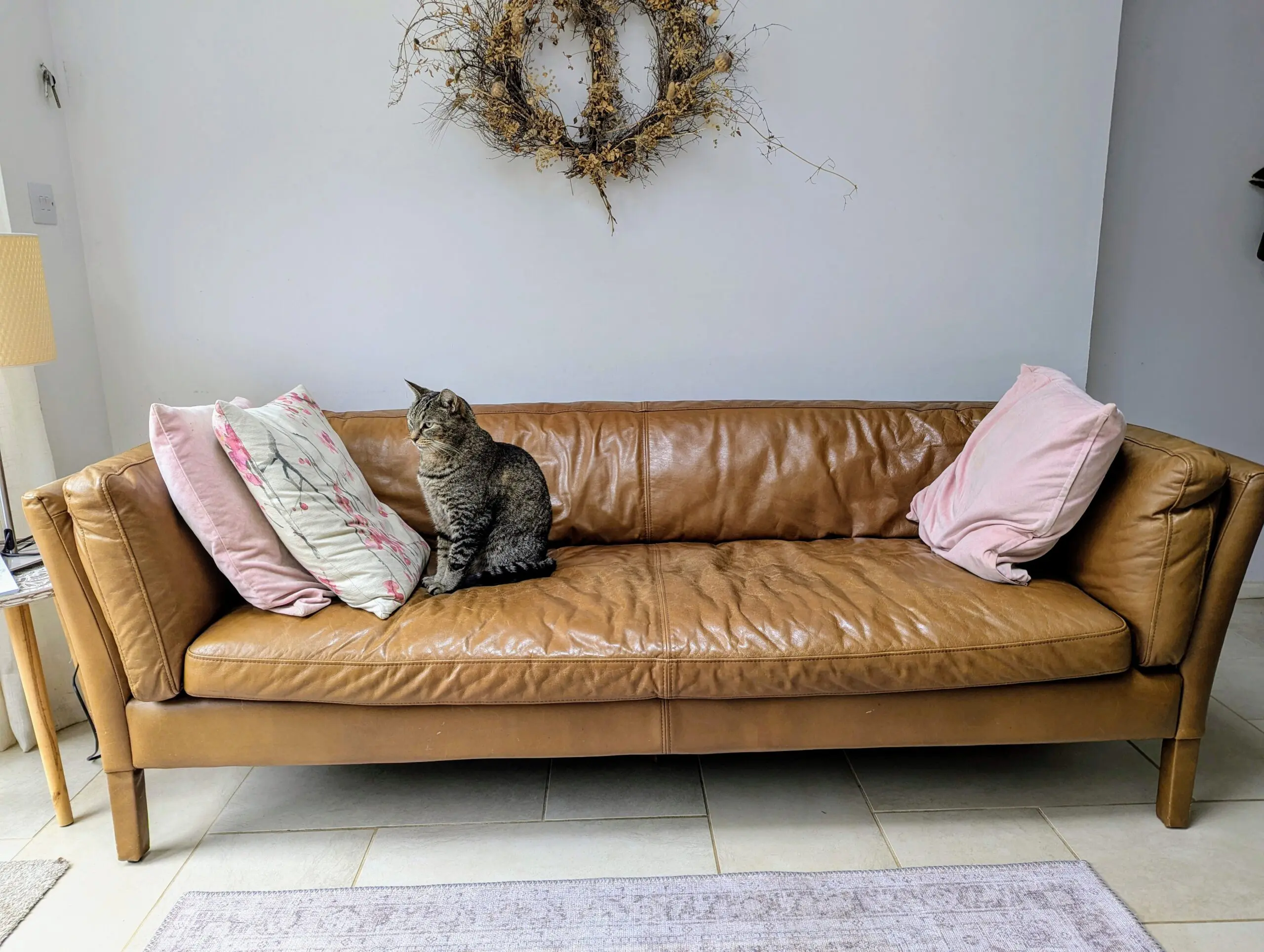 John Lewis Halo Groucho 3 brown seater leather sofa