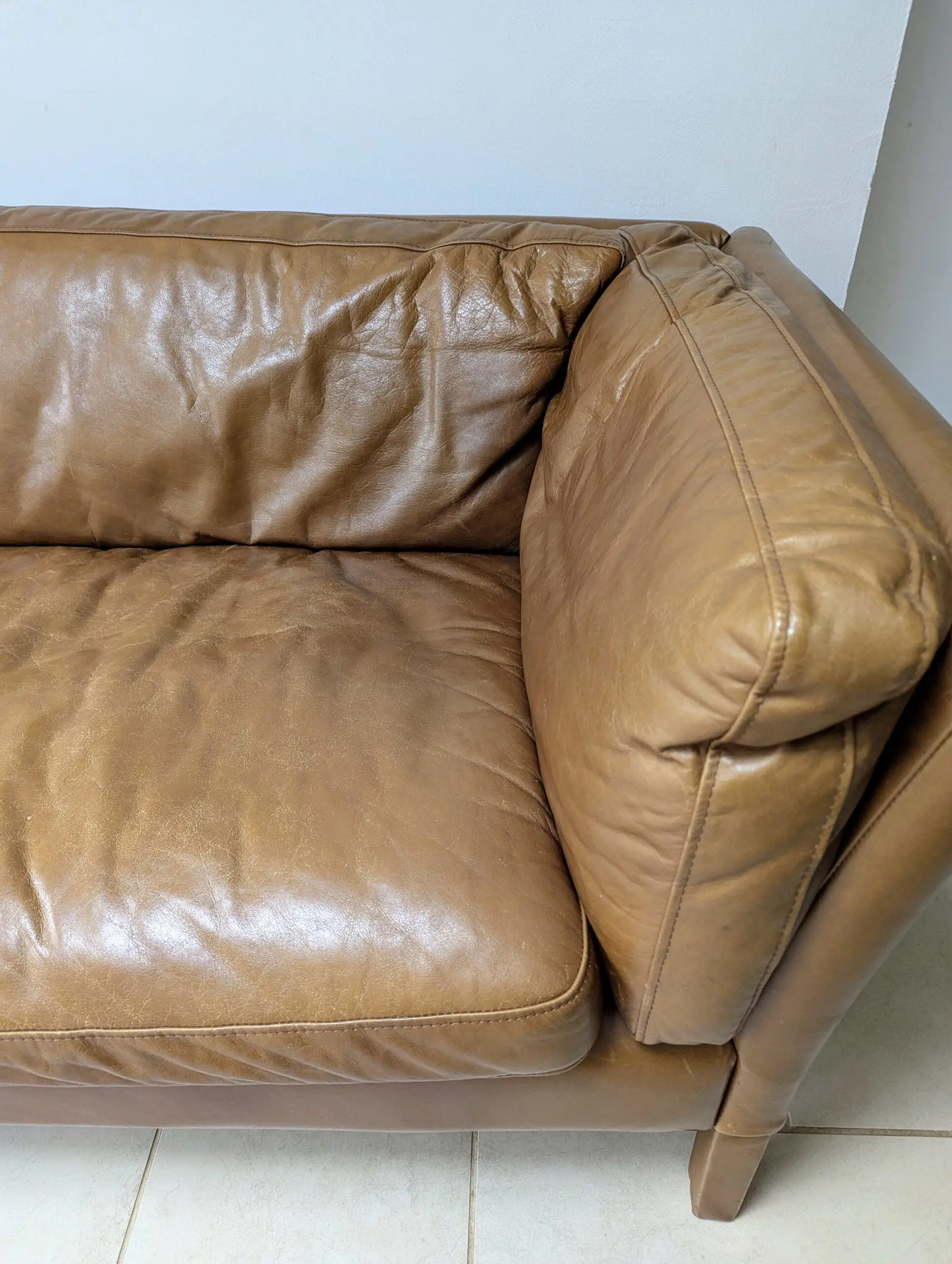 John Lewis Halo Groucho 3 brown seater leather sofa