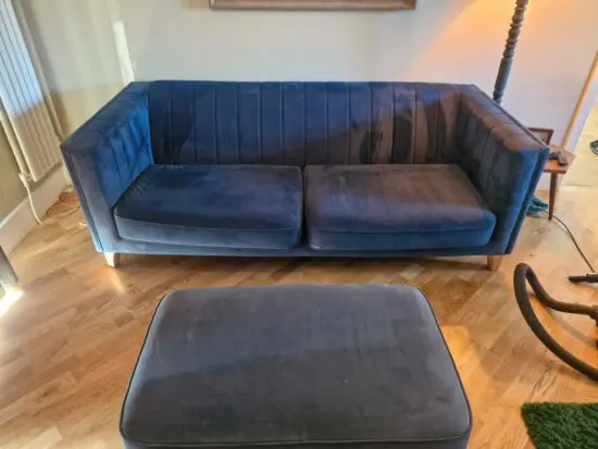Dfs blue suede 3 seater sofa