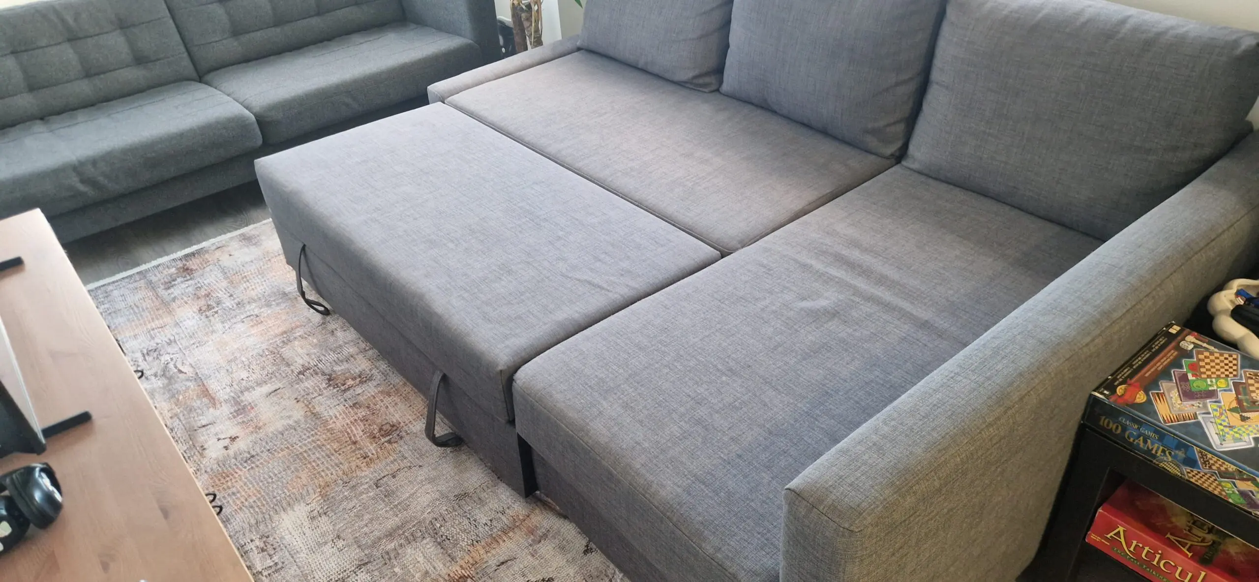 FRIHETEN Corner sofa-bed with storage, Skiftebo dark grey