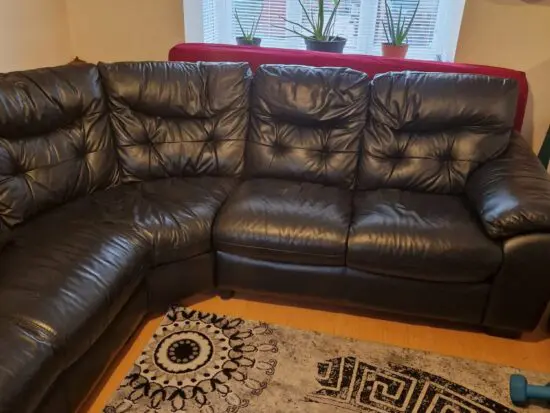 Dfs black leather corner sofa