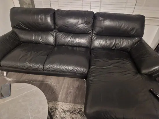 Black leather sofa