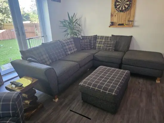 SCS Theo Fabric left hand corner chaise standard back sofa