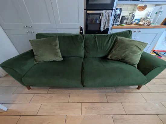 Next Large Dark Green Plush Velvet Brooklyn Casual Sit Sofa
