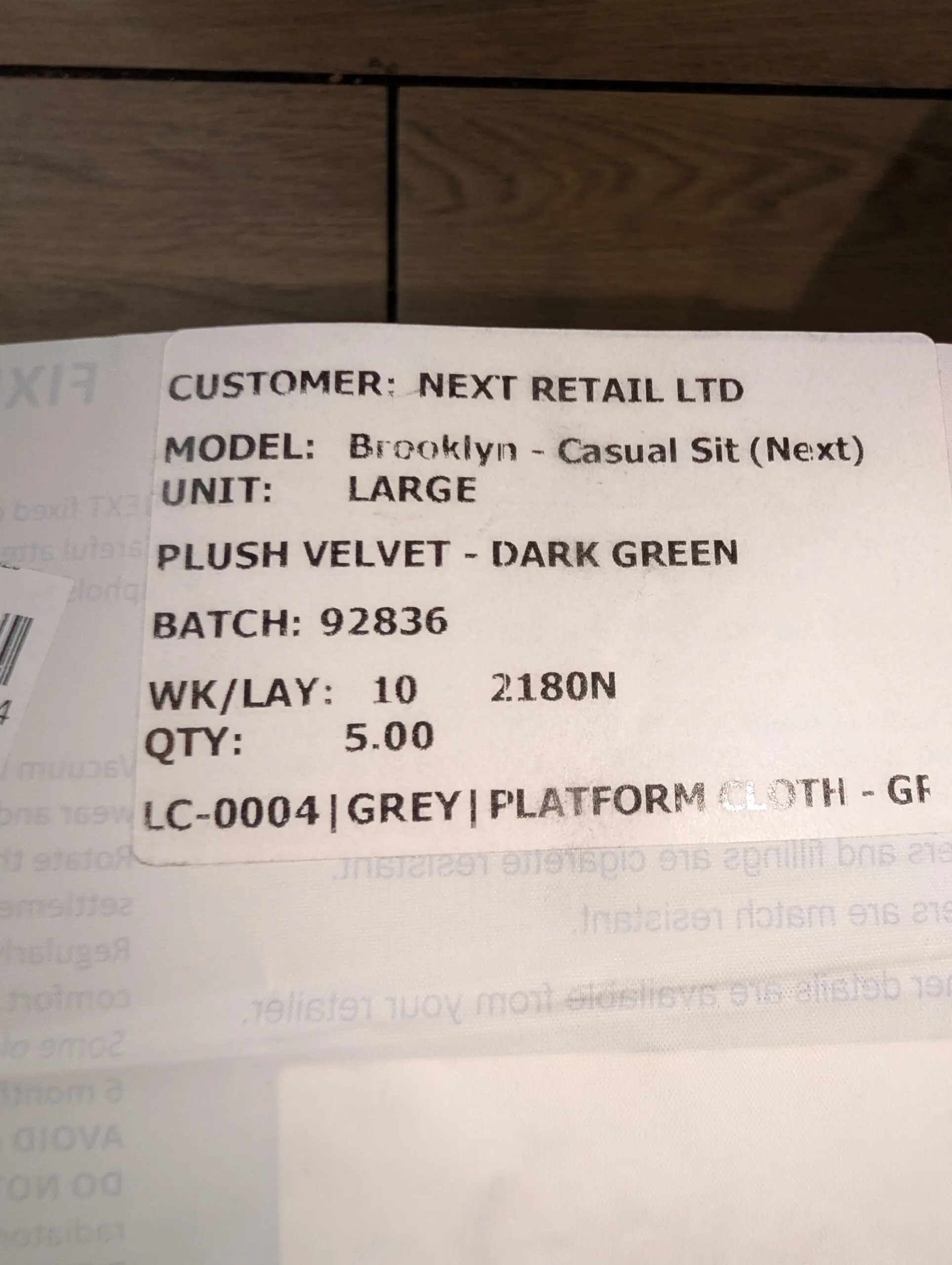 Next Large Dark Green Plush Velvet Brooklyn Casual Sit Sofa