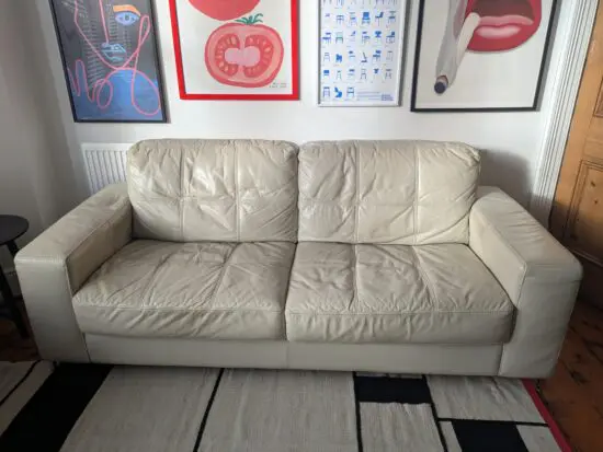 Sofology Leather Cream 3 seater sofa