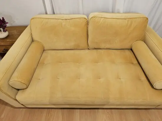Dunelm Old Gold velvet 2 seater sofa
