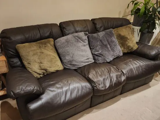 Dark Brown Leather 3 Seater Reclining Sofa