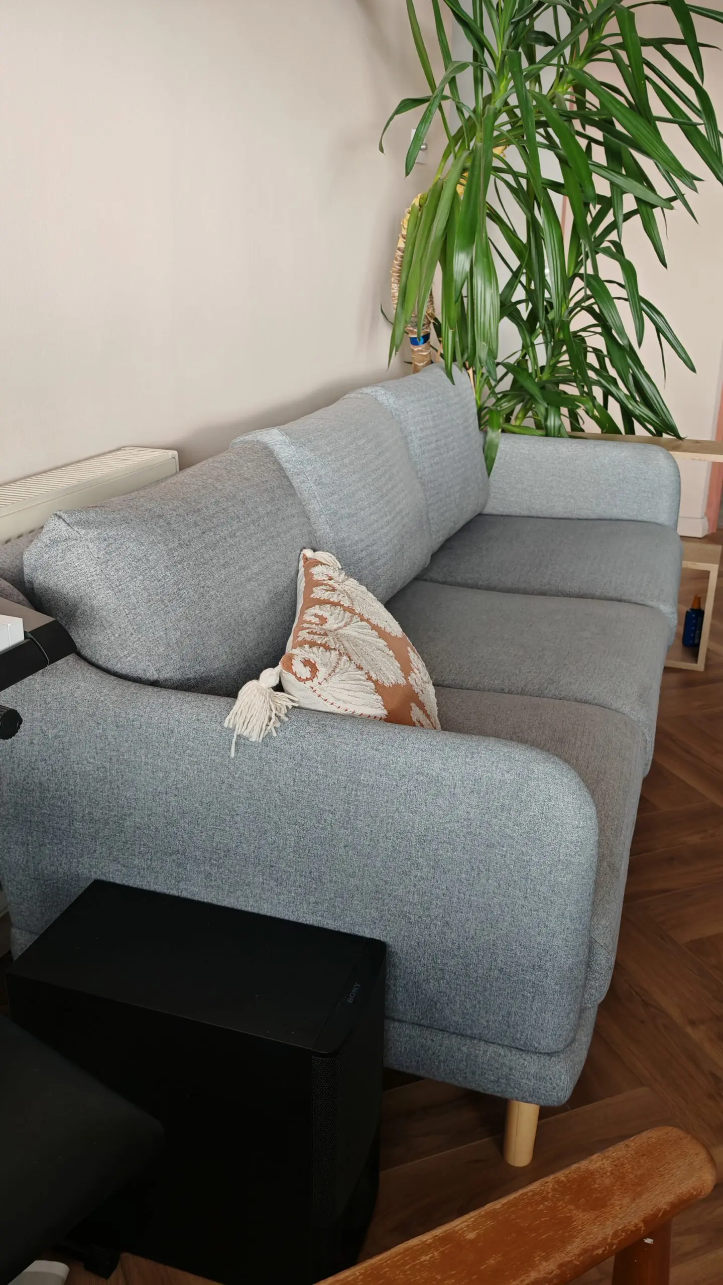 John Lewis Grey 3-seater sweep sofa and footrest