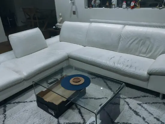 White italian leather stylish corner sofa (Furniture Village)