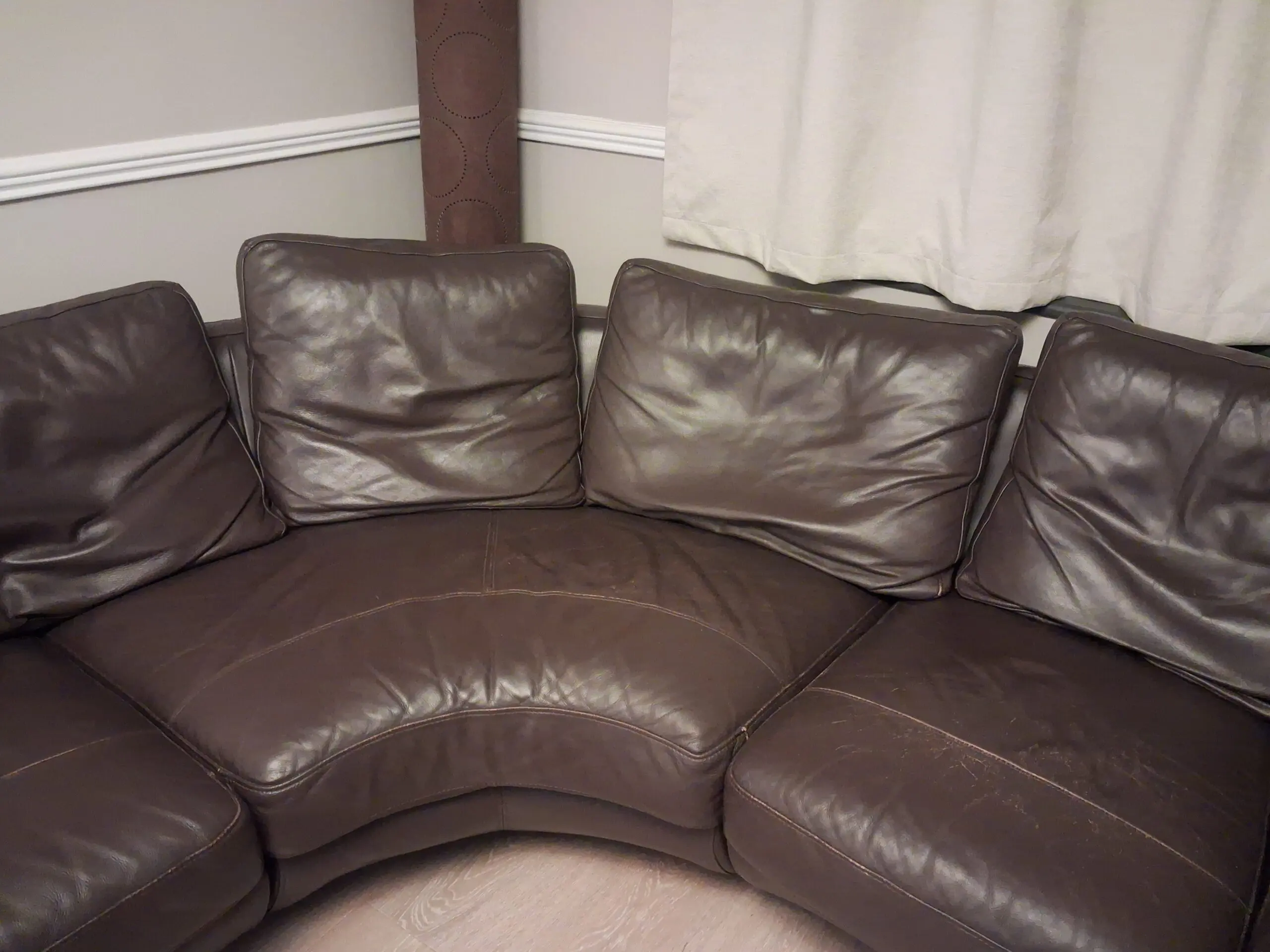 DFS Brown Leather Modular Corner Sofa
