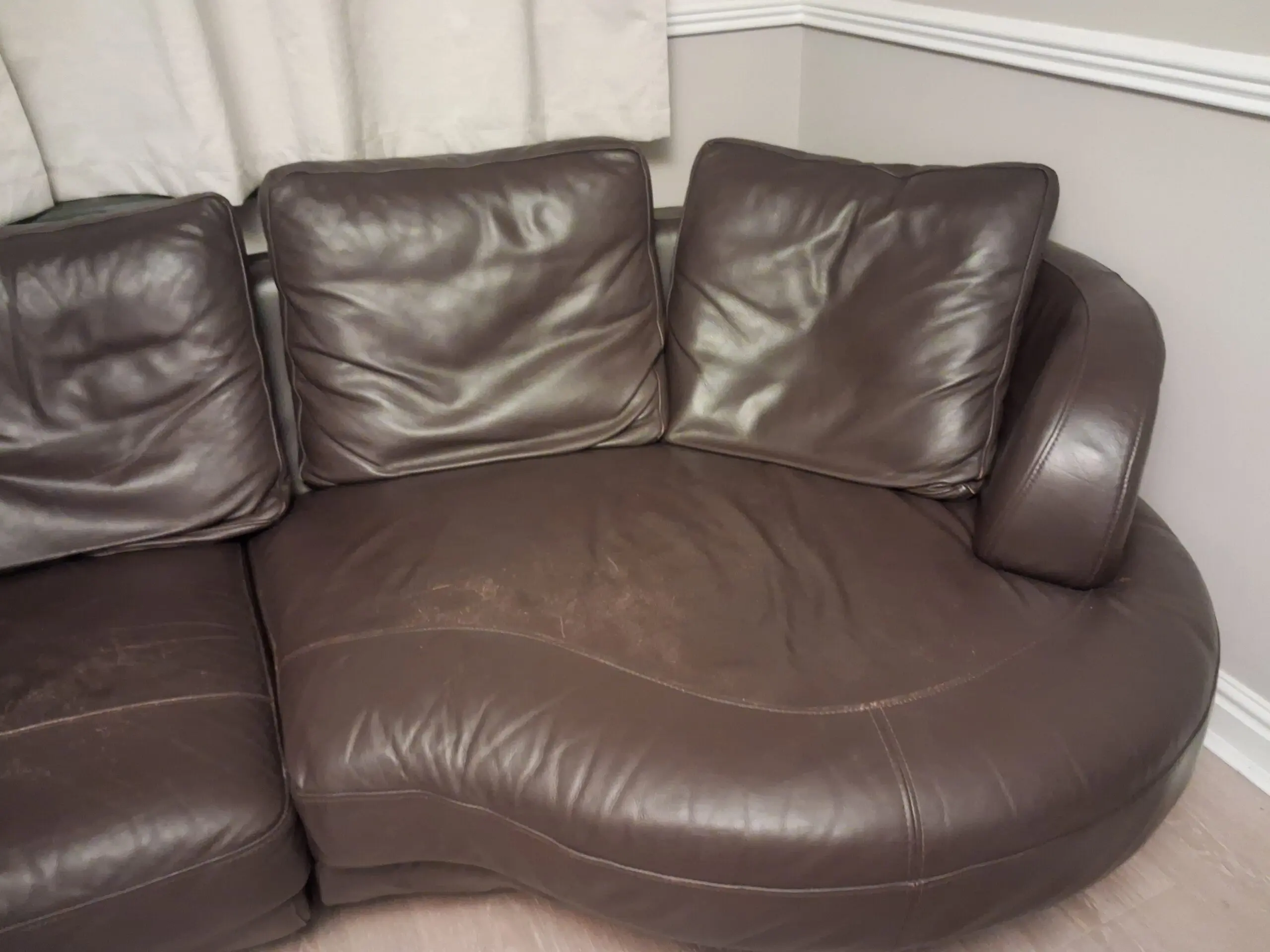 DFS Brown Leather Modular Corner Sofa
