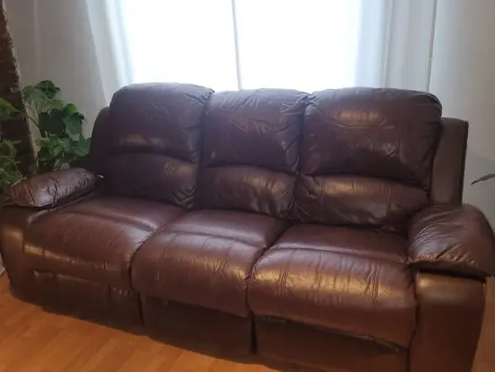 3-seat reclining leather sofa