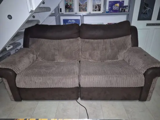 DFS Three Seater Manual Reclining Two Tone Sofa