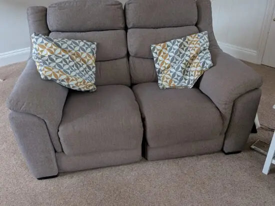 2 seater grey fabric electric recliner sofa