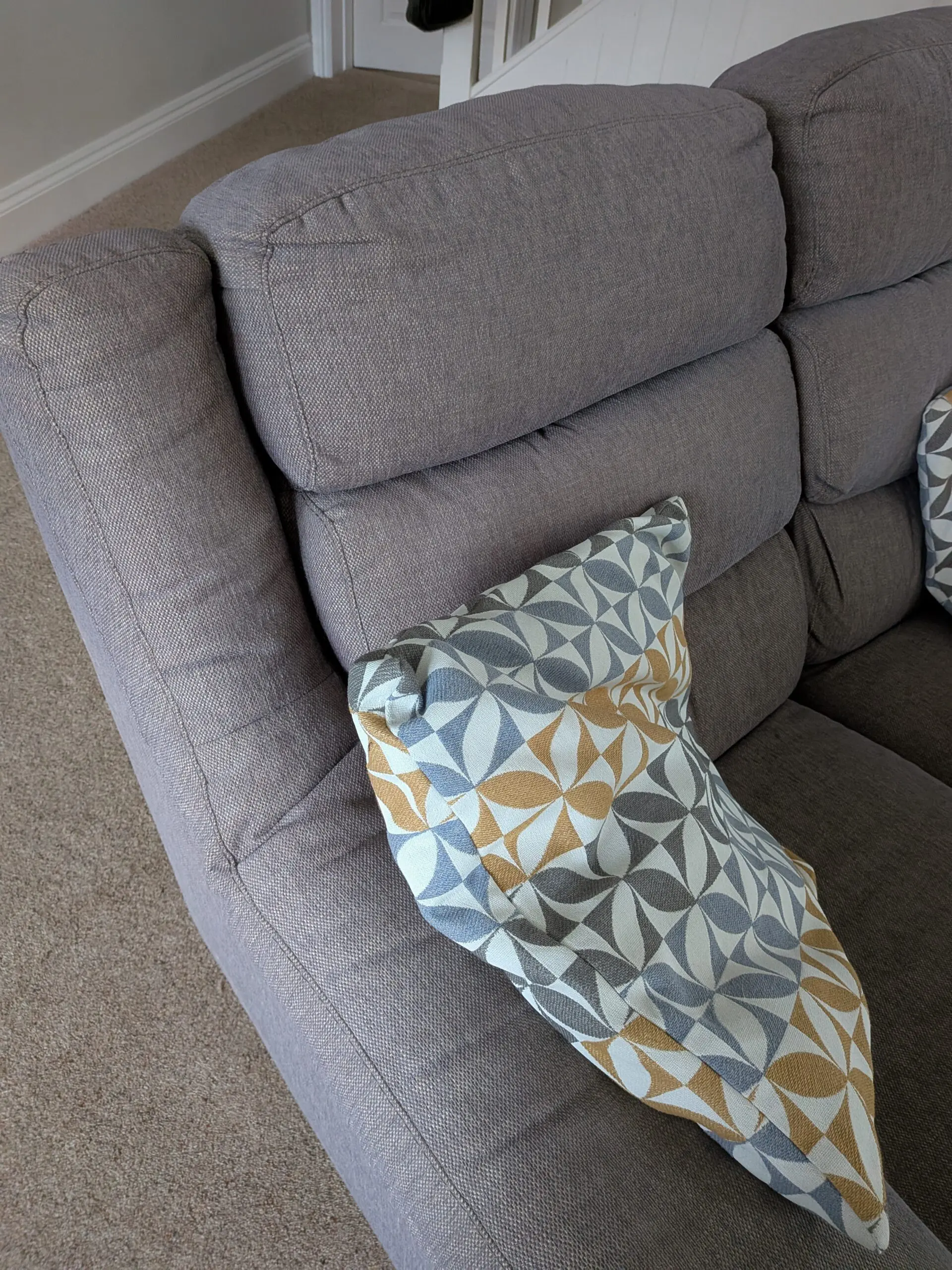 2 seater grey fabric electric recliner sofa