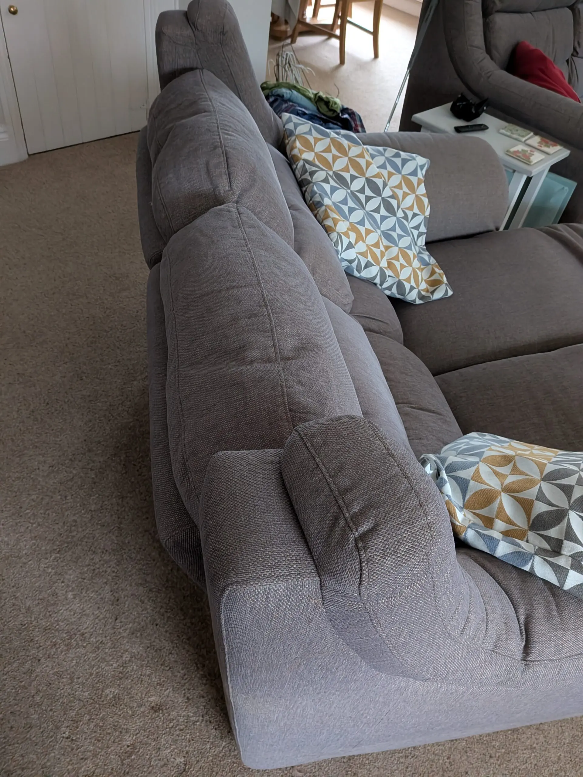 2 seater grey fabric electric recliner sofa