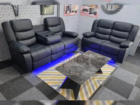 RJ Leather Roma Recliner 3+2 Seater Sofa With LED Lights