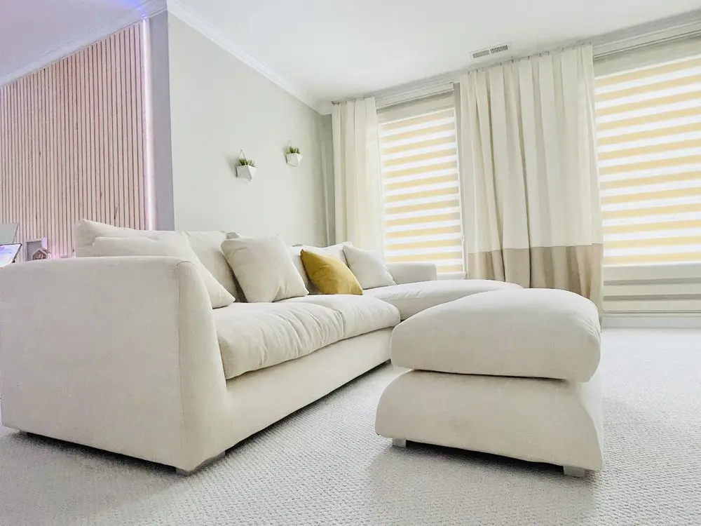 Dfs L-Shaped High Back Corner Sofa With Footstool For Sale