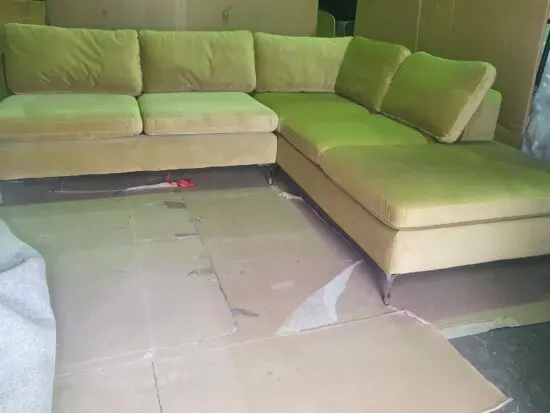 Right Hand Facing Corner 5 Seater Sofa, Mustard Velvet