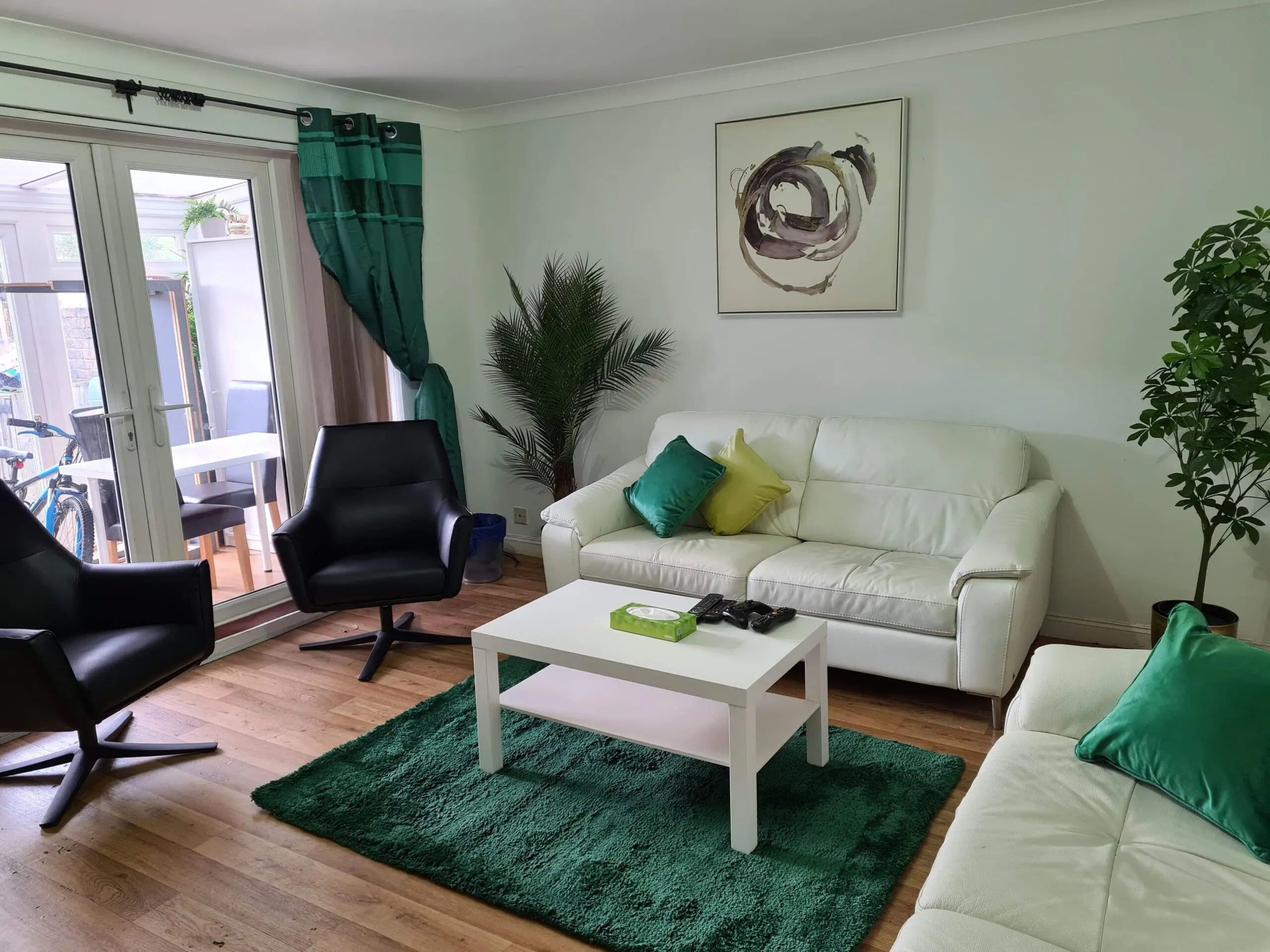 From Furniture Village, here are - Elegant White Leather Sofas – Set of Two (2-Seaters Each)