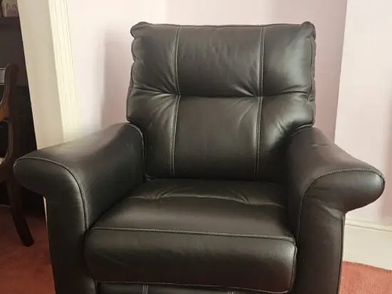 G Plan - Black leather Evesham Armchair - like new