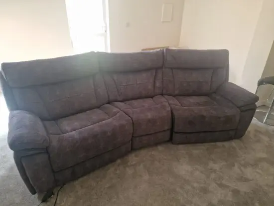 Scs Nero 4 Seater Curved Recliner Sofa - Power Seats - Grey/Black