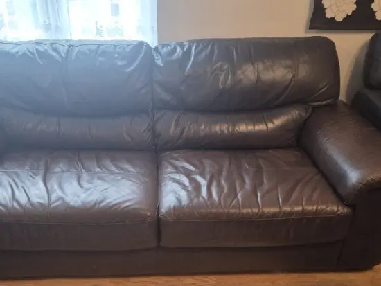Paid of BHS Brown Large 2 Seater Leather Sofas