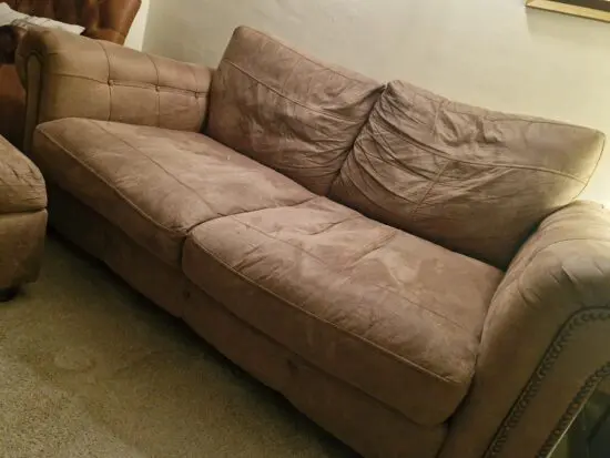 Faux leather/suede chesterfield style sofa