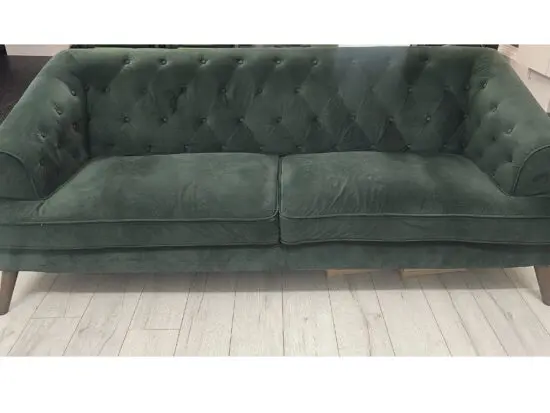Green Velvet 3 Seater Sofa – Great Condition