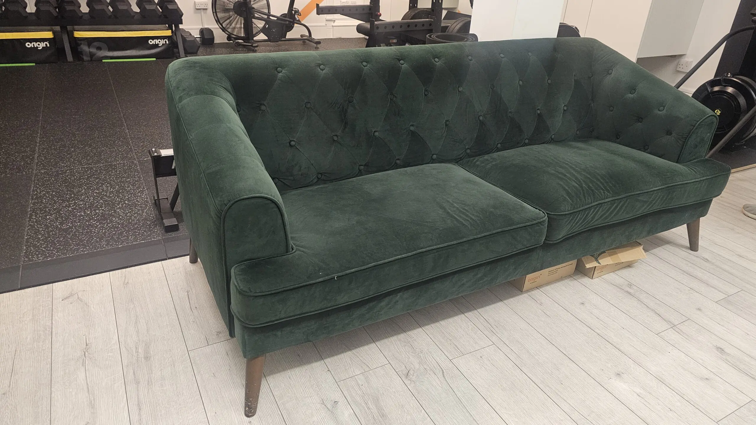 Green Velvet 3 Seater Sofa – Great Condition