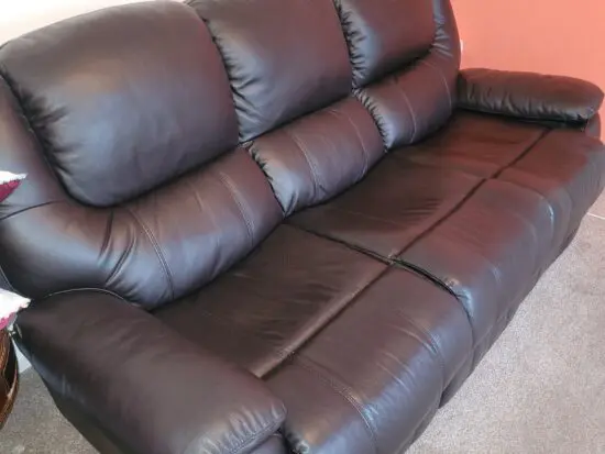 SofaHouse, Dark Brown Leather 3 seater Recliner Sofa