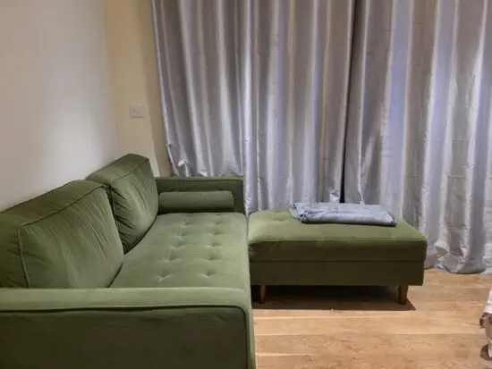 Henrietta 3 seater with Ottaman Moss Green Velvet