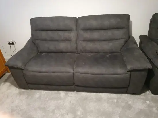 Oak Furnitureland Carter Grey Fabric 3 Seater Sofa and Electric Recliner Chair