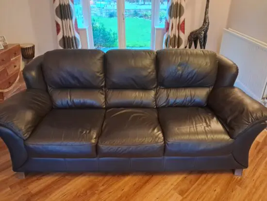 2 x Brown leather 3 seater settees (Barker & Stonehouse)