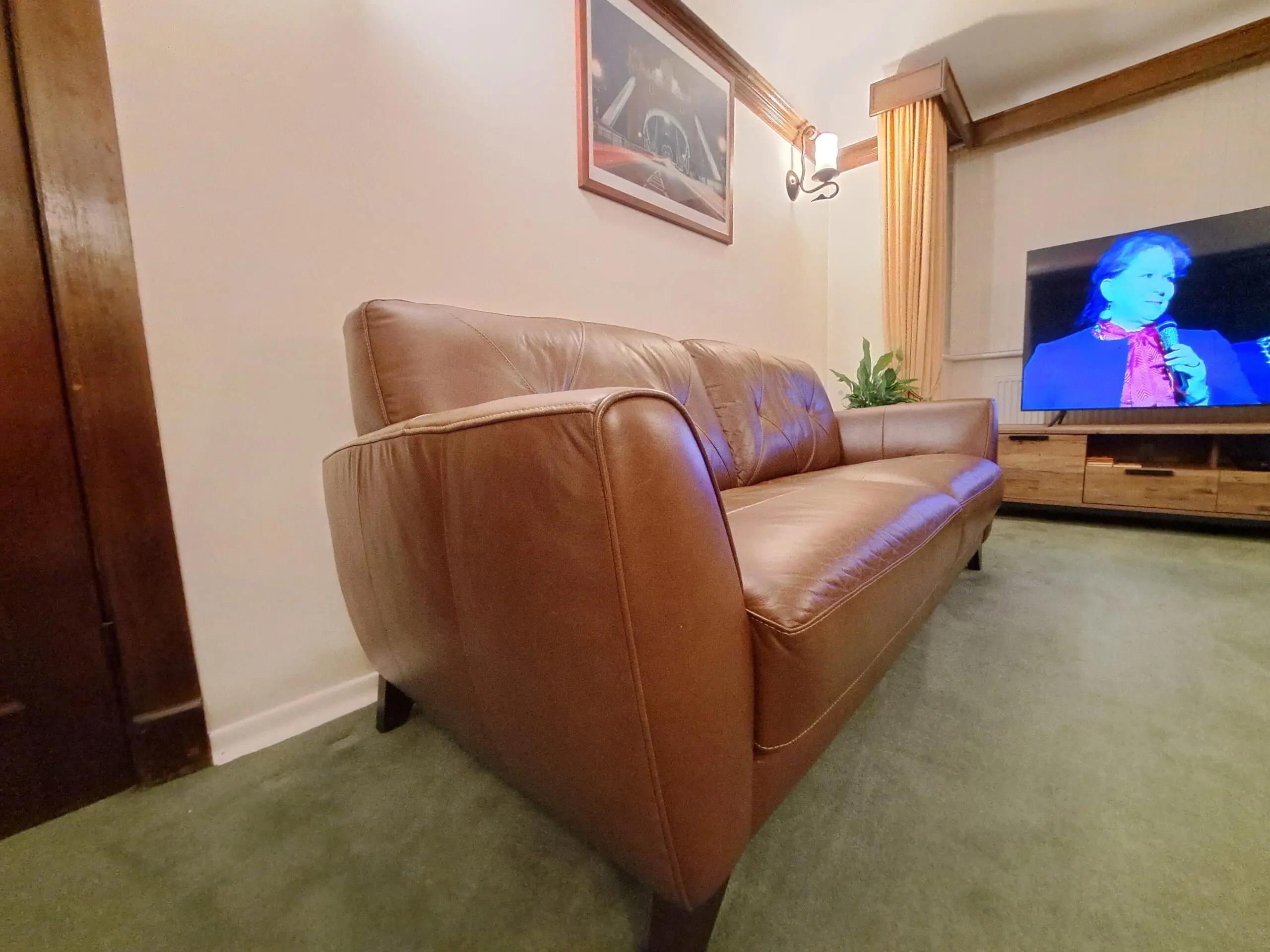 Fishpools Tan Leather 3 seater sofa