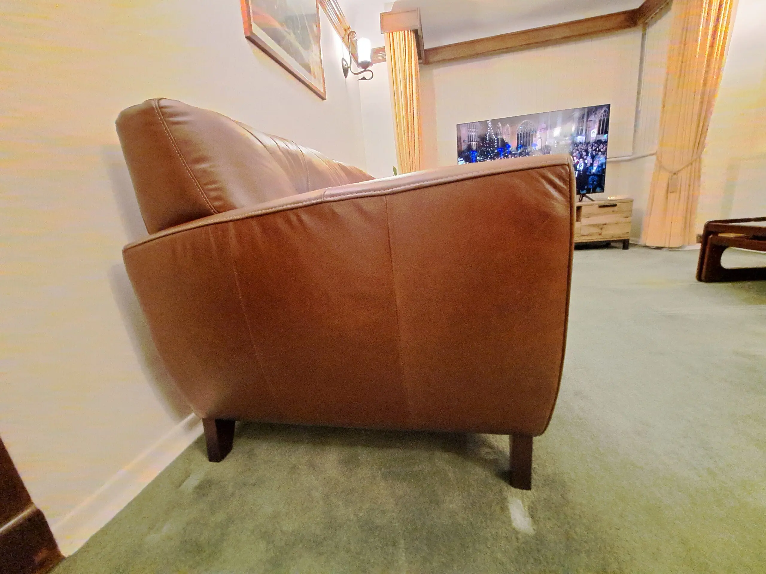 Fishpools Tan Leather 3 seater sofa