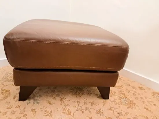 Fishpools Tan Leather Footstool with storage