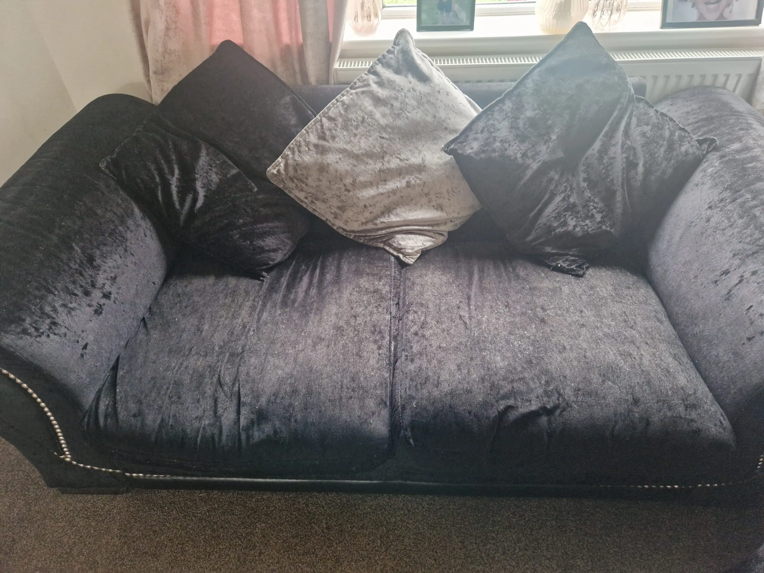 DFS BLACK 4 SEATER AND 3 SEATER SOFAS