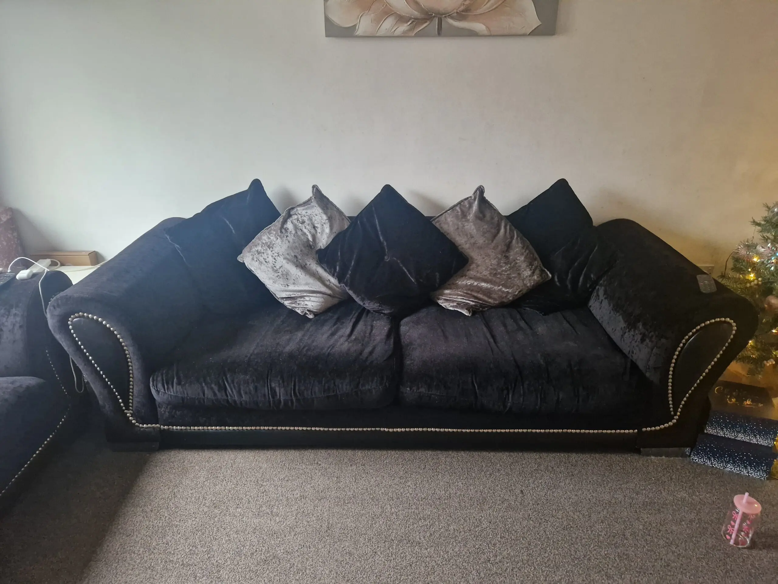 DFS BLACK 4 SEATER AND 3 SEATER SOFAS