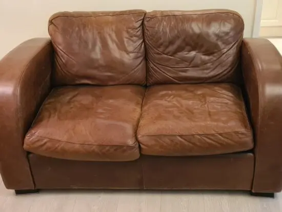 Premium vintage retro genuine leather sofa - brown, 2 seater