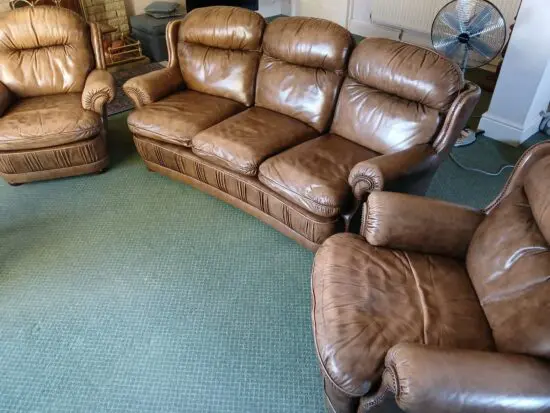 Vintage Pegasus Leather 3pc Suite - Sofa + 2 Armchairs – British Made 1989