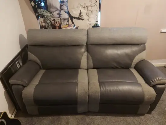 Grey leather recliner