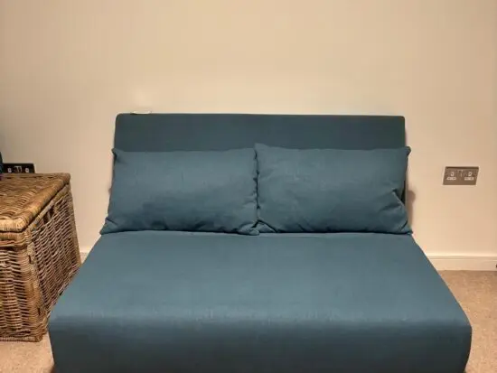 Like new sofa bed from Homebase with nice bright colour