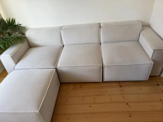 Swyft Model 03: Bone Velvet Three-seater w/ Ottoman