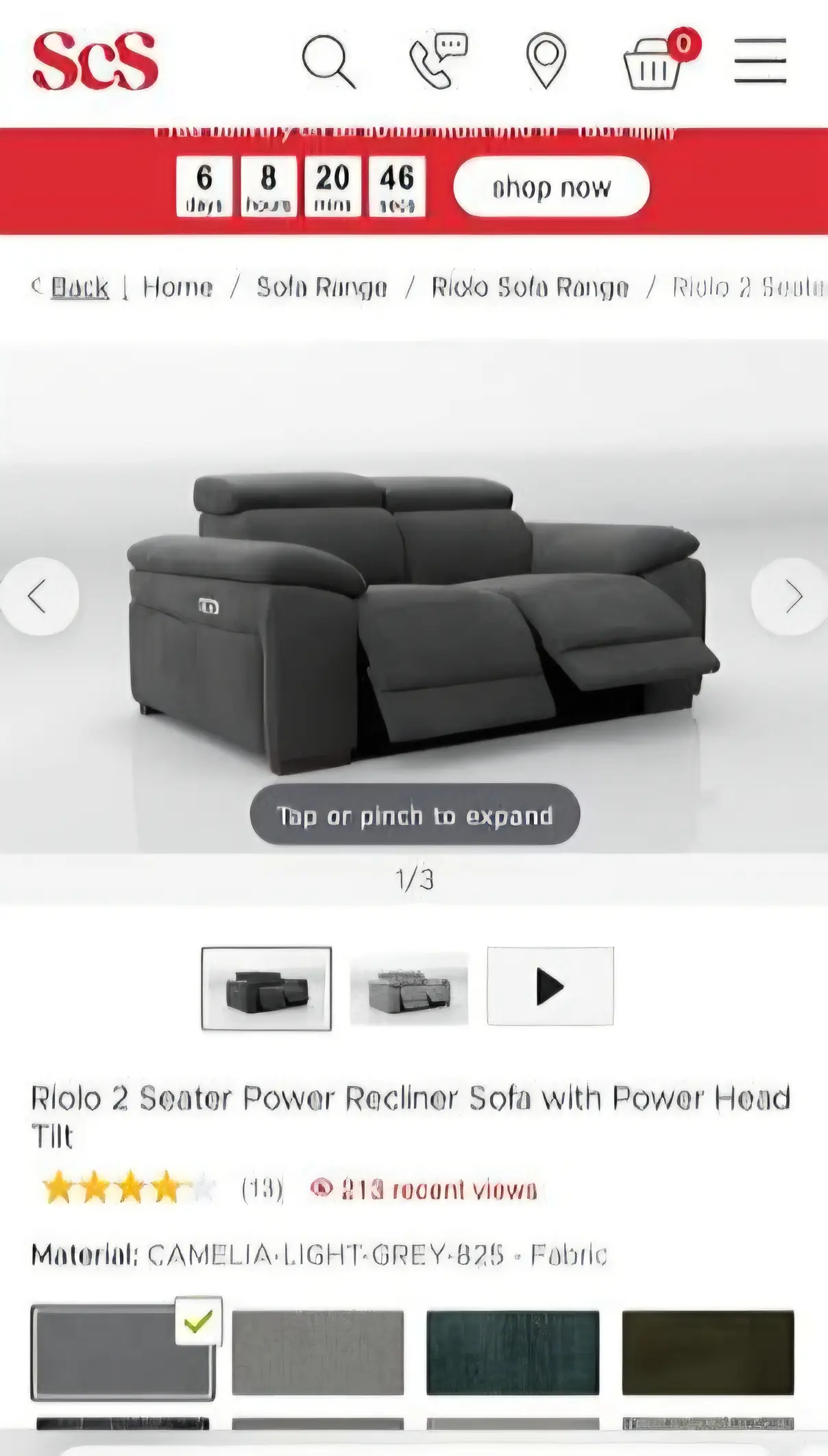 SCS Power Recliner 4 Seater