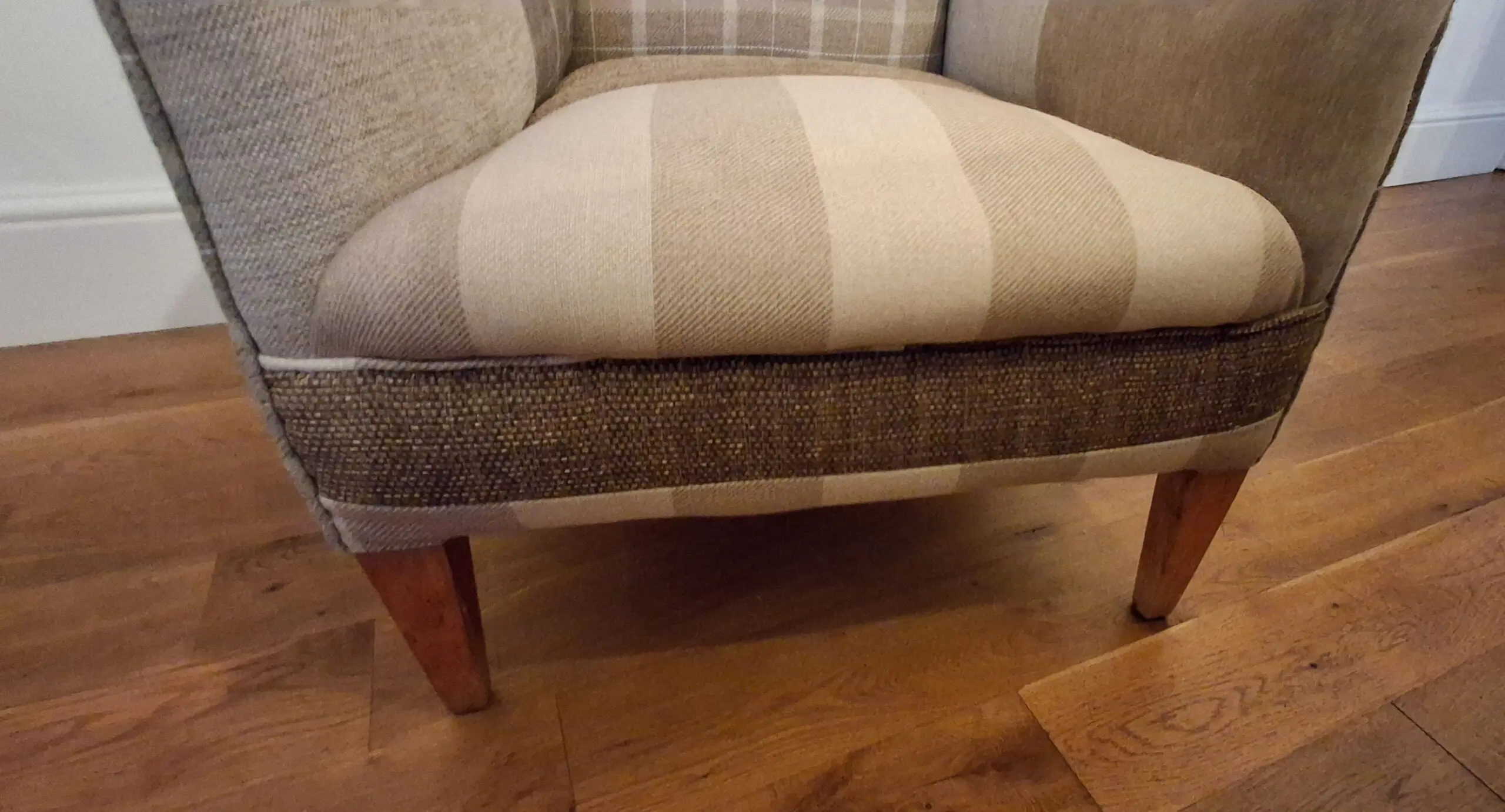 Edwardian Library Armchair with tasteful patchwork fabrics design