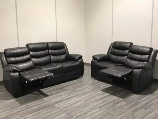 SCS Black Leather Recliner Sofa Set